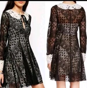 Free People Black and White Lace Dress